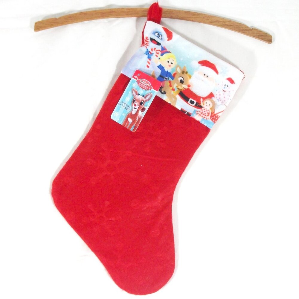 RUDOLPH THE RED NOSE REINDEER Red Felt Large CHRISTMAS STOCKING